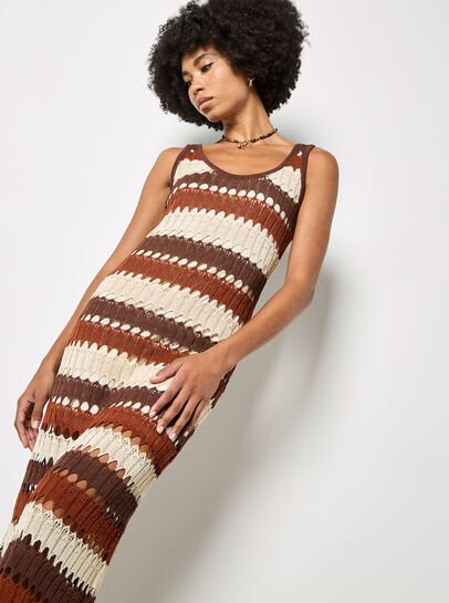 Crochet Stripe Midaxi Dress