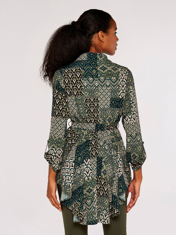 Patchwork Hanky Mini Dress, Green, large