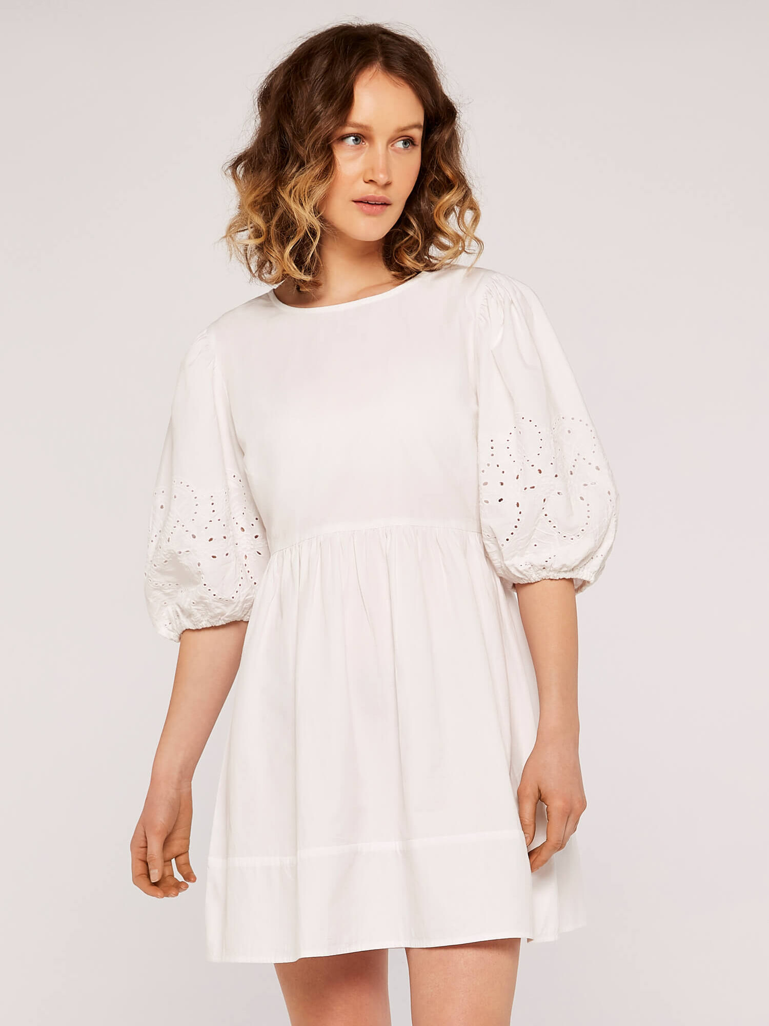 White embroidered dress with hotsell sleeves