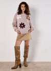 Embroidered Flower Jumper, Pink, large