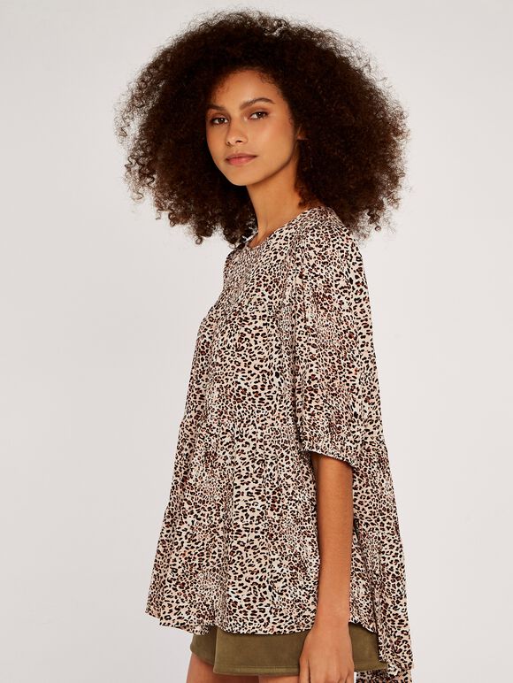 Animal Tiered Top, Cream, large