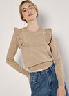 Pearl Embellished Ruffle Jumper, Stone, large