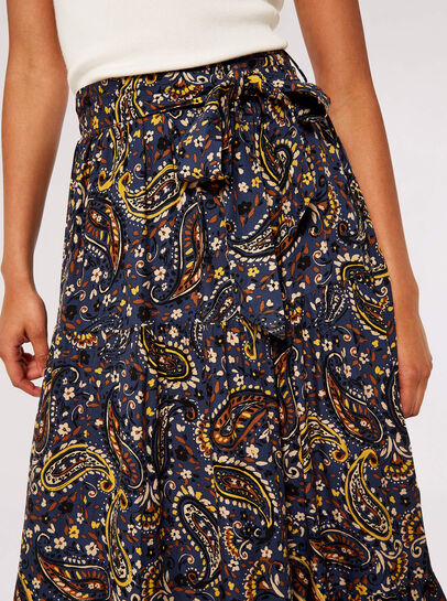 Paisley Tiered Midi Skirt