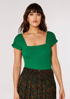 Ribbed Jersey Bodysuit, Green, large