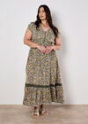 Ditsy Floral Maxi Dress, Khaki, large