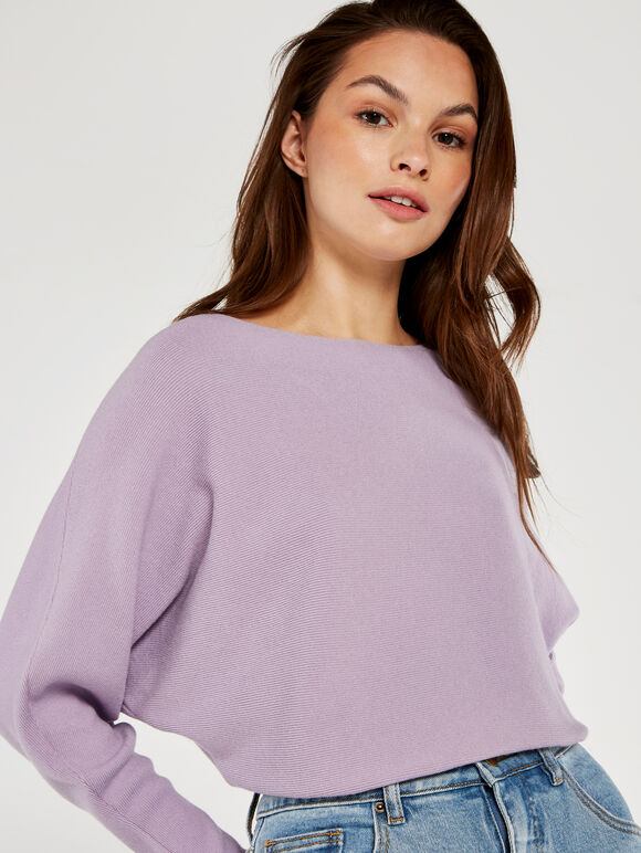 Clean Look Batwing Jumper, Lilac, large