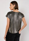 Metallic Foil Cowl Neck Top, Yellow, large