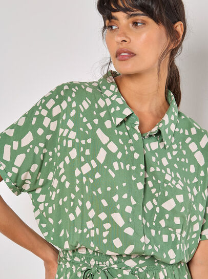 Scattered Squares Shirt Midi Dress