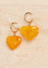 Gold Tone Heart Hoop Earrings, Yellow, large