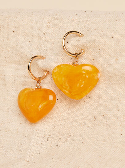 Gold Tone Heart Hoop Earrings