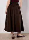 Soft Woven A-Line Midaxi Skirt, Brown, large