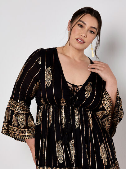 Paisley Shimmer Mini Dress