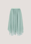 Pearl Embellished Tulle Midi Skirt, Mint, large