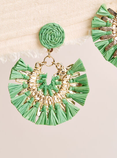 Raffia Gold Fan Earrings