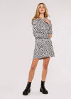 Textured  Flare Shoulder Dress, Grey, large