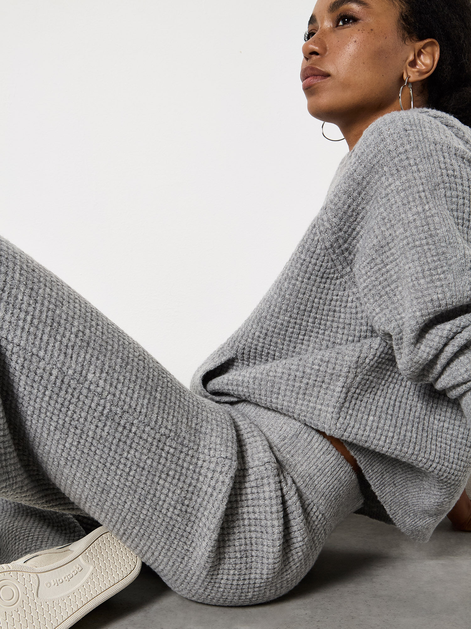 Waffle Knit Wide Leg Trousers | Apricot Clothing