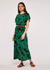 Floral Leaf Smock Dress, Green, large