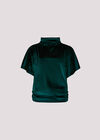 Velvet Ruched Side Top, Green, large