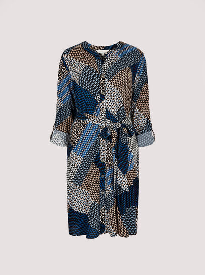 Geo Patchwork Shirt Mini Dress