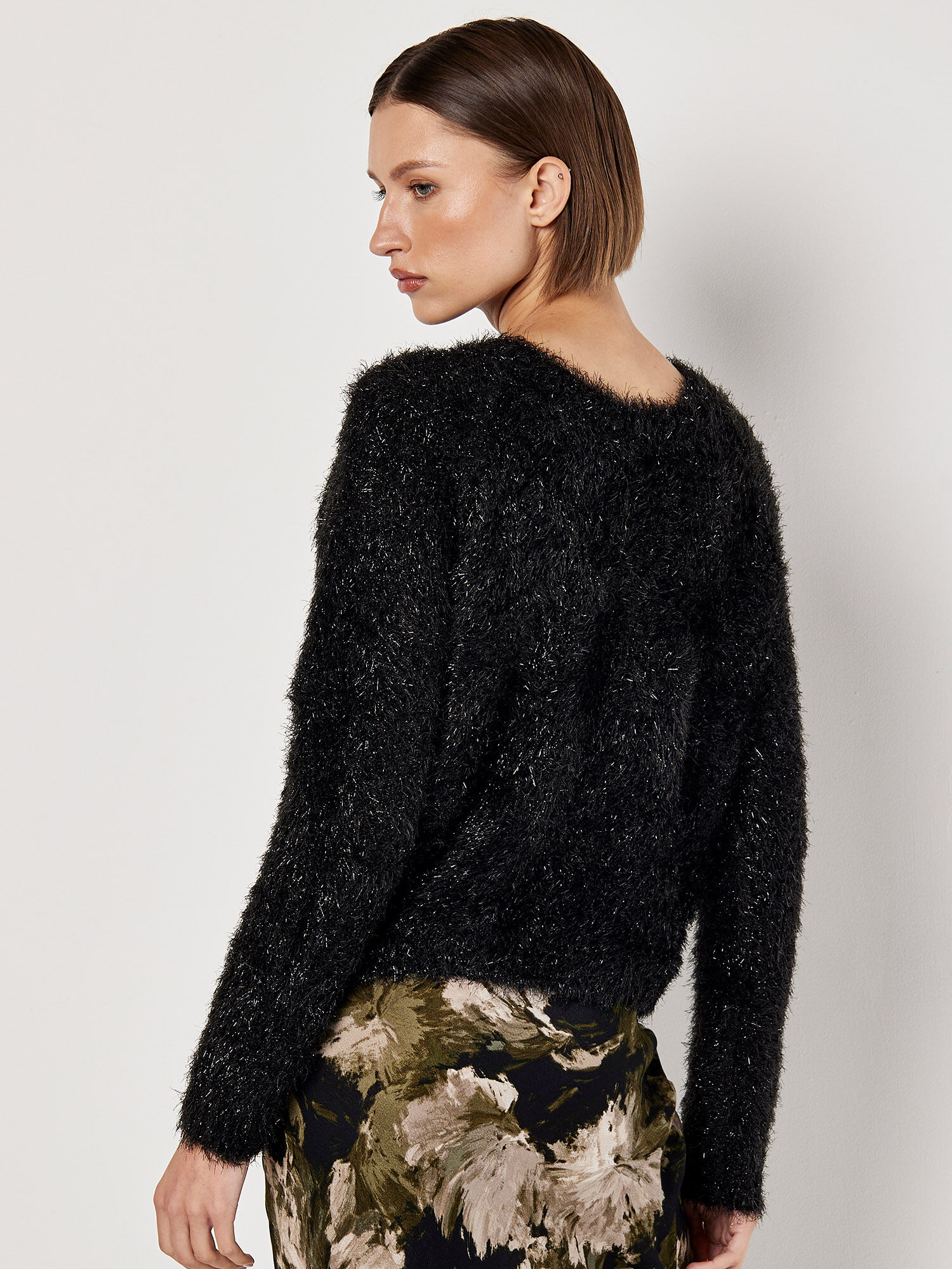 Soft Tinsel Shimmer Jumper Apricot Clothing