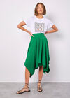 Hanky Hem Belted Midi Skirt, Green, large
