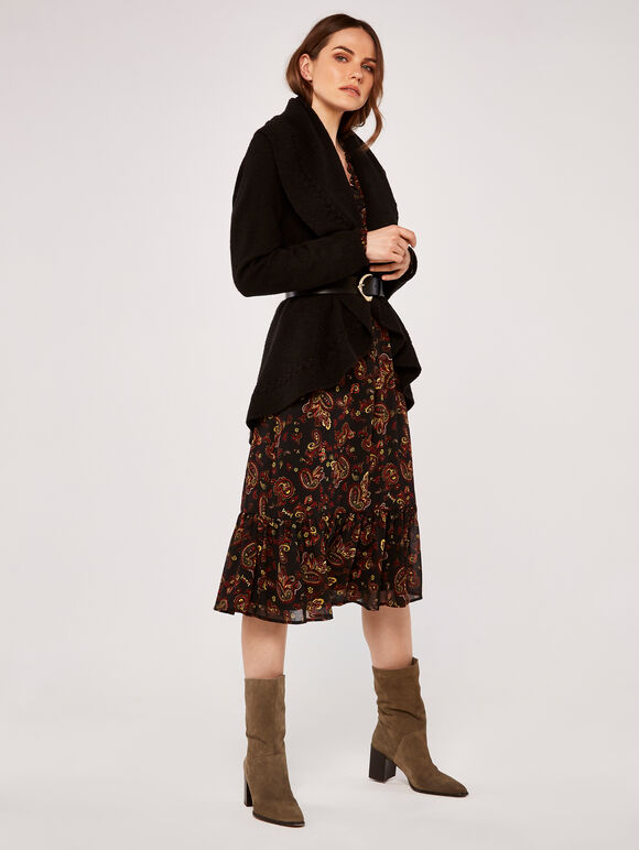 Waterfall Cardigan, Black, large