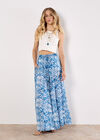 Lightweight Ikat Palazzo Trousers, Blue, large