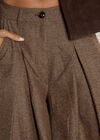 Herringbone Tweed Wide-Leg Trousers, Brown, large