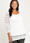 Lace Trim Tunic Top+, Cream, large