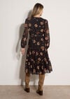 Chiffon Floral Tiered Midi Dress, Black, large