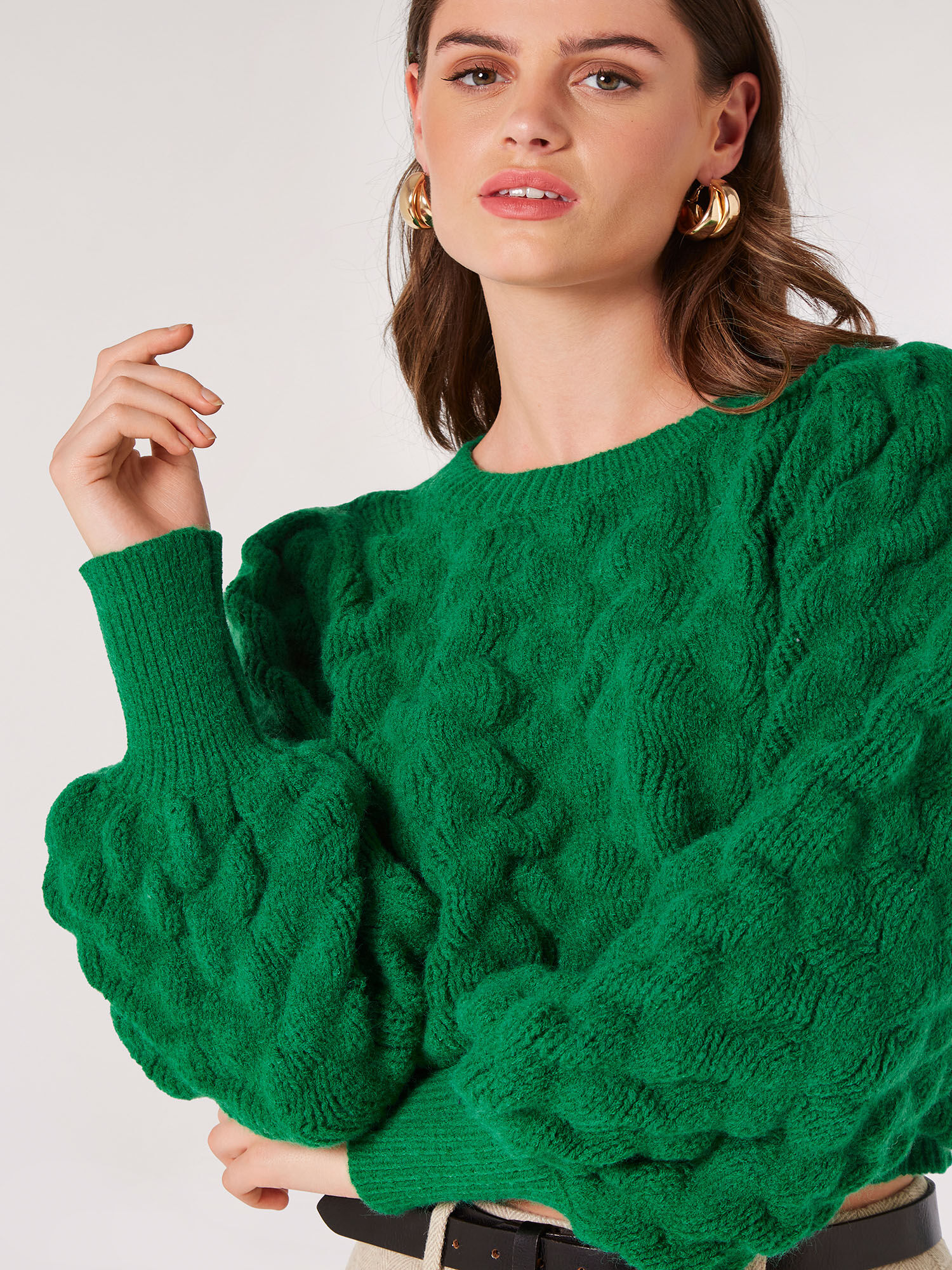 Bubble Knit Jumper Apricot Clothing