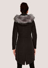 Black Quilted Chevron Fur Hood Jacket, Black, large