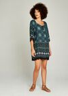 Tribal Print Tunic Dress, Navy, large