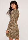 Leopard Drop Waist Ruffle Dress, Stone, large