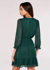 Crinkle Chiffon Wrap Mini Dress, Green, large