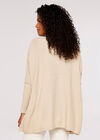Oversized Knitted Panel Jumper, Stone, large