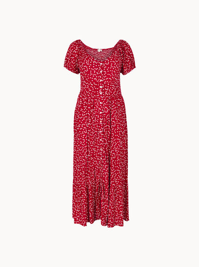 Mini Heart Print Midi Dress