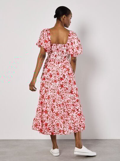 Sarasa Floral Tiered Midi Dress