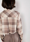 Check Print Cropped Shirt, Grey, large