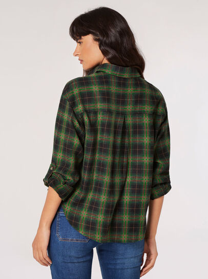 Check Print Cropped Shirt