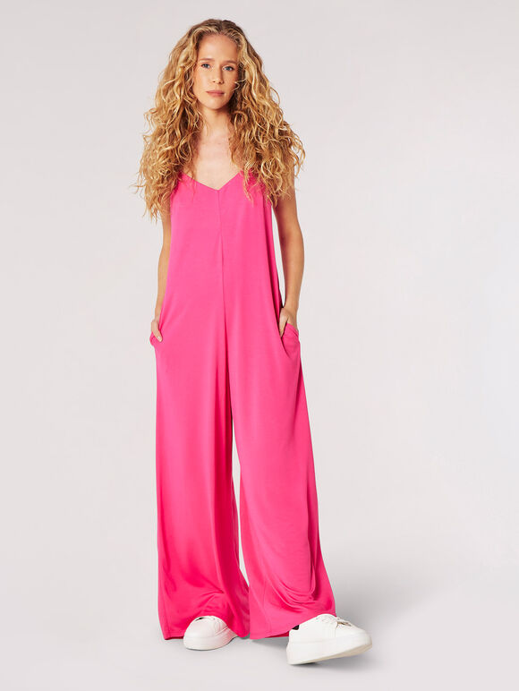 Modal Palazzo Jersey Jumpsuit, Fuchsia, large