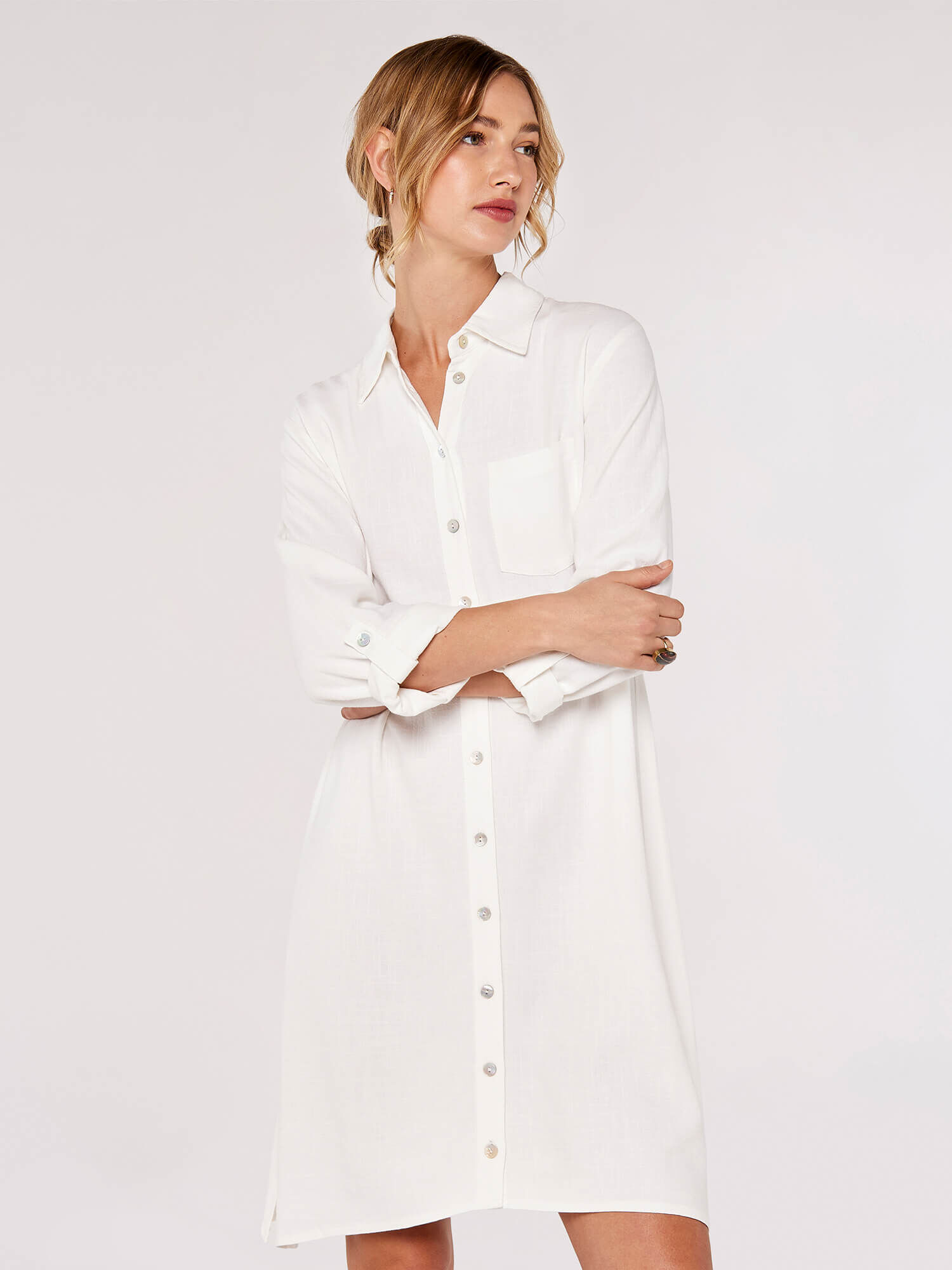 Oversized white shirt dress womens top