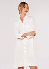 Oversized Shirt Dress, White, large