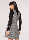 Dogtooth Pinafore Mini Dress, Black, large