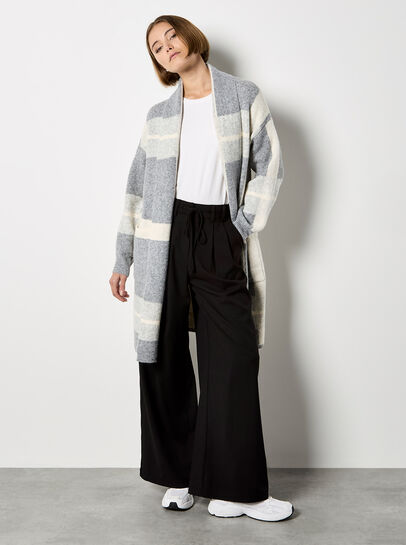 Stripe Colour Block Long Cardigan