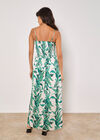 Tropical Leaf Satin Maxi Dress, Stone, large