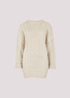 Oversized Cable Knit Jumper Mini Dress, Cream, large