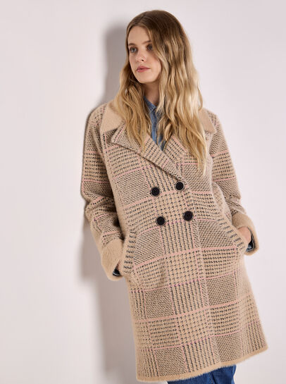 Heritage Check Fluffy Knit Coat