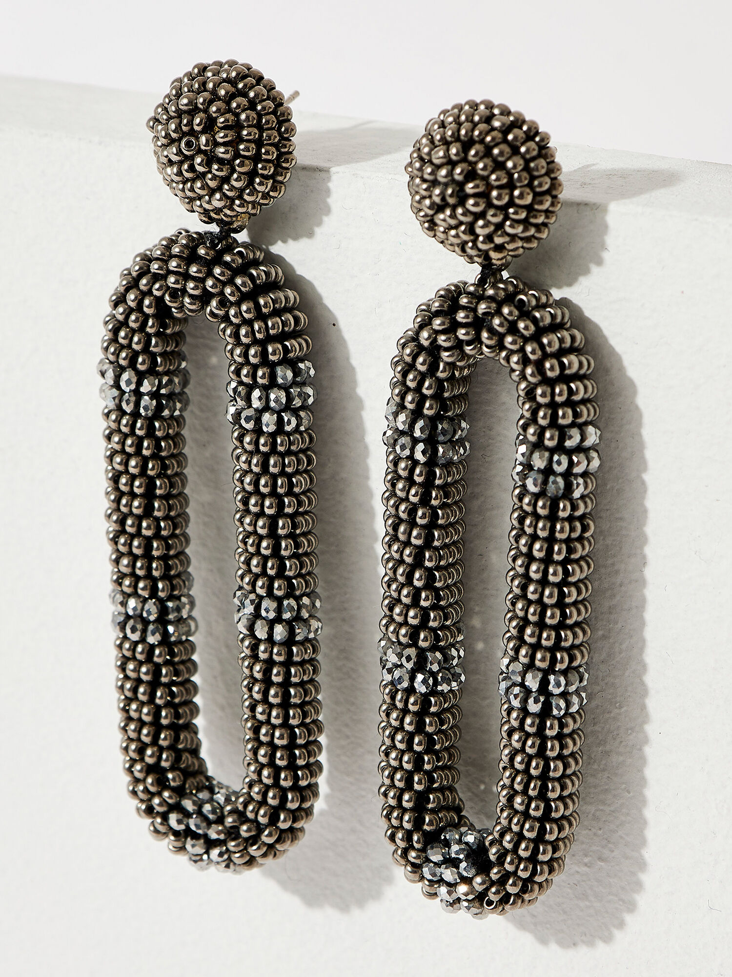 Grey long earrings shop