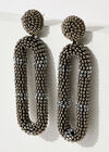 Dark Silver Long Earrings, Grey, large
